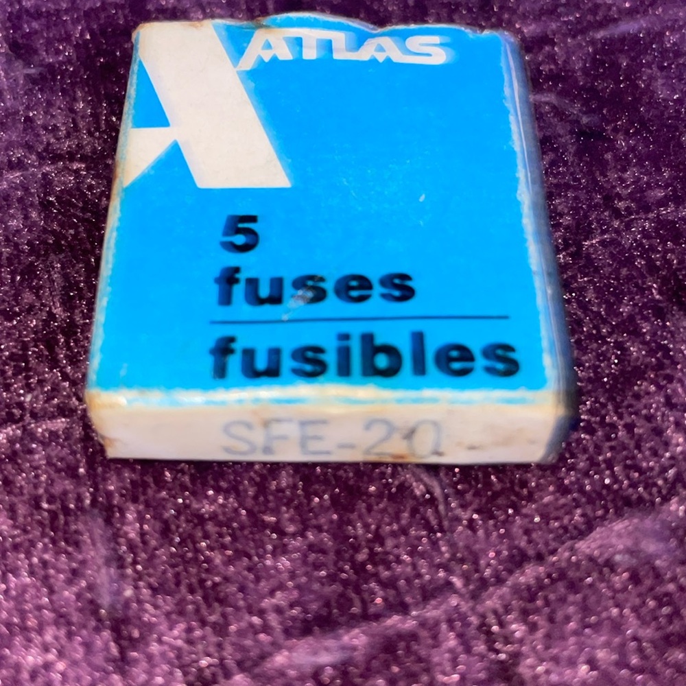 NEW Old Stock ATLAS 5 fuses in box SFE-20 20amp long round inline fuses fuse